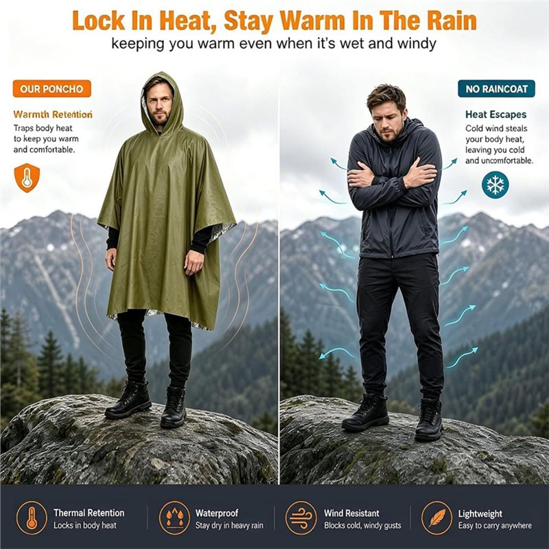 ABGH-Thermal Warm Emergency Wa - Emergency Poncho Rain review and price