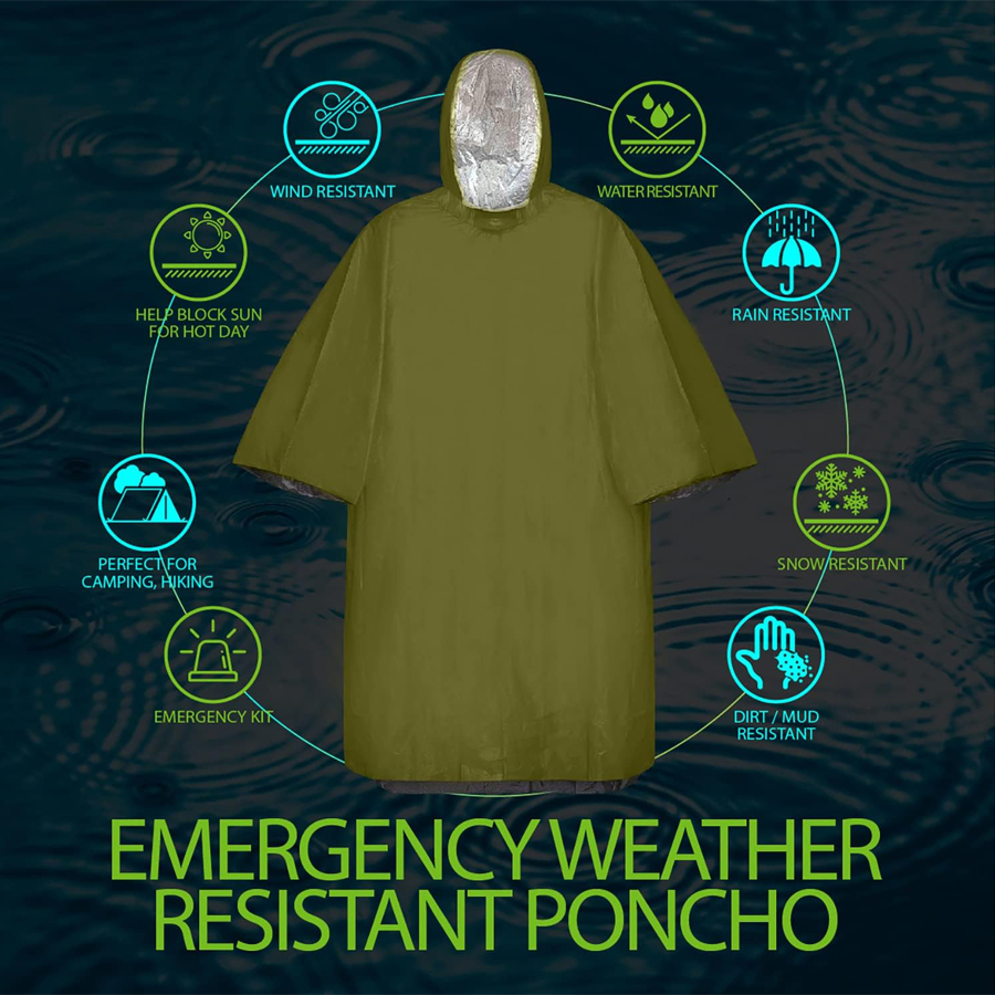 ZHUOHUA 5 Pack Emergency Survi - Emergency Poncho Rain review and price